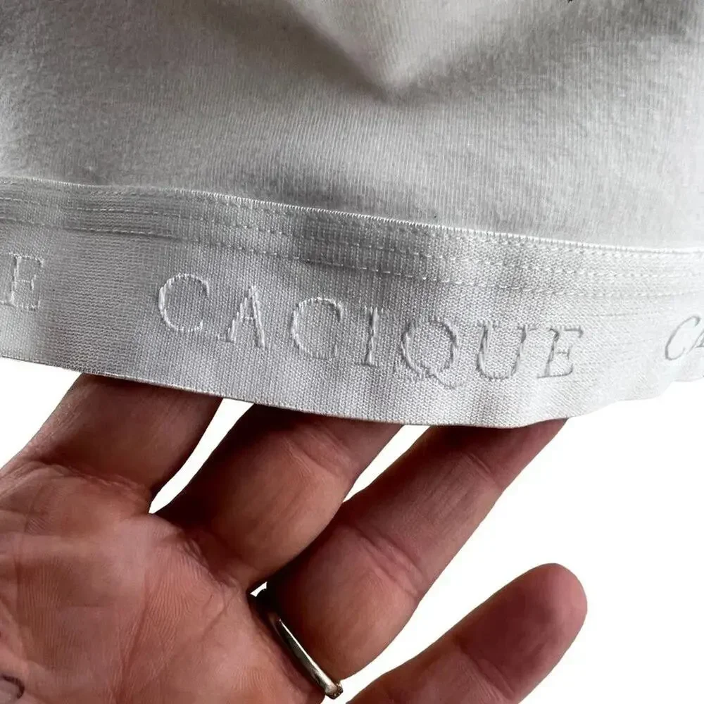 Lane Bryant Cacique White Cotton Lightly Lined No-Wire Full Coverage Bra 42D